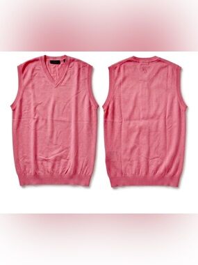 NWOT Bobby Jones Mens Pink Golf Sweater Vest 100% Peruvian Pima Cotton Knit L